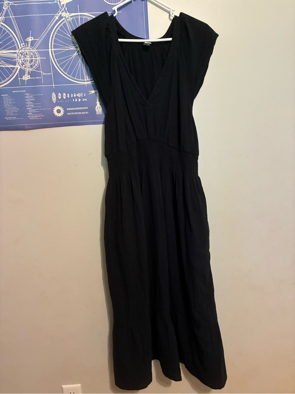 Old Navy Black V-Neck Midi Dress